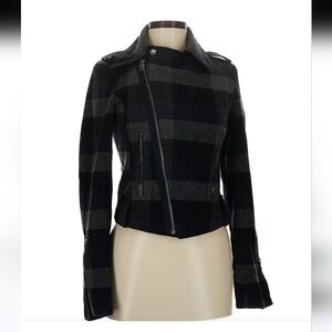 Vintage Y2K American Eagle Outfitters Plaid Crop Moto Jacket